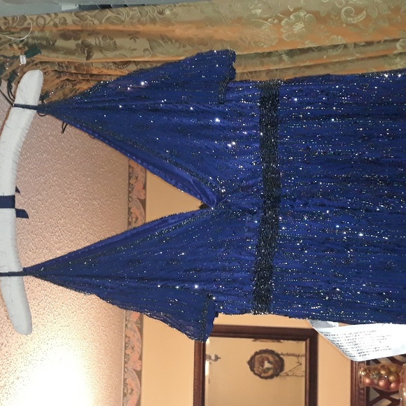 New! Mac Duggal fully beaded cold shoulder gown. - Picture 9 of 9